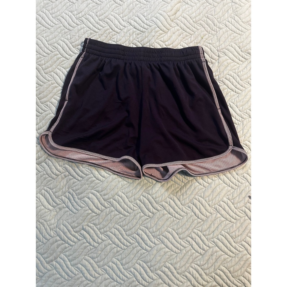 Athletic Mesh Running Shorts Navy Blue White Patterned Trim Women Small